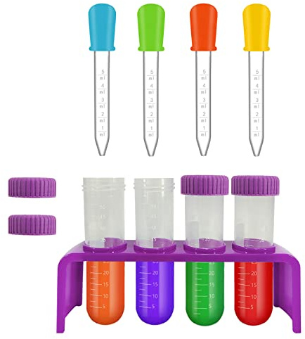 EQLEF Pipette Kinder, Reagenzgläser mit Ständer und Tropfpipetten für kreative wissenschaftliche Experimente, Kinder,pädagogisches Spielzeug, wissenschaftliche Kits für Zuhause (lila)
