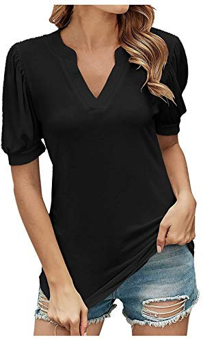 Mode T-Shirt Frauen Top Loser V-Ausschnitt stabile Kurzarm-Casual-Damenbluse Karo Kauer Damen