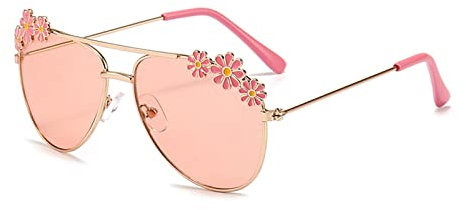 Hifot Sonnenbrille für Mädchen, Pilotenbrille mit Edelstahl Metall Gestell, Kinder Sonnenbrille 3-12 Jahre, Kleinkind