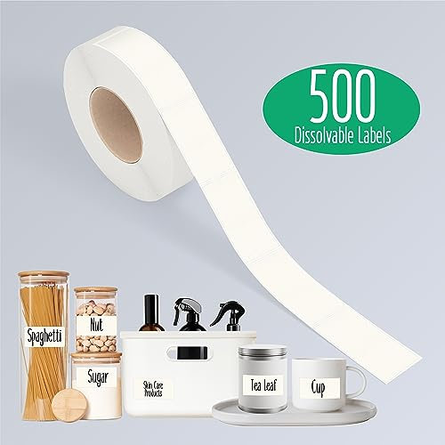 500 Auflösbare Etiketten für Einmachgläser, Abnehmbare Aufkleber für Gefrierschrank und Vorratsschränke mit Perforationslinie, Keine Rückstände für Lebensmittelbehälter, Gläser (2.5cm x 5cm)