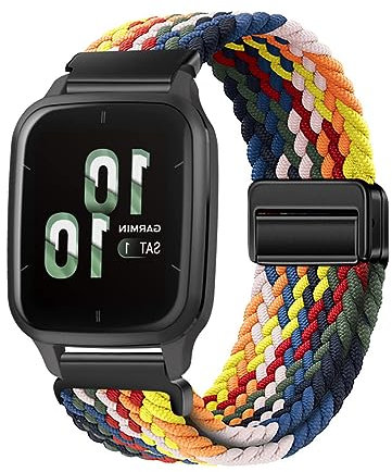 Nylon Armband Kompatibel mit Garmin Venu Sq/Sq Music,Sport Elastisches Nylon Stoff Ersatzband für Garmin Venu Sq/Sq Music Band und Magnet Schnalle für Garmin Venu Sq/Sq Music (8)