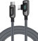 SOOPII 100W Right Angle USB C to USB C Cable,4FT Zinc Alloy Braided Type-C Cable with LED Display for lphone 15, lPad Air/Pro,MacBook Pro,Galaxy S23/S22/S10,Pixel,LG(1.2m,grey)