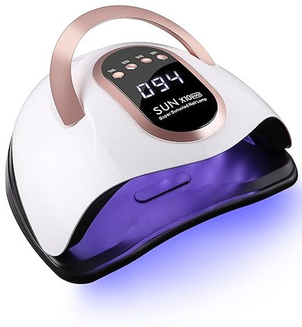 FAOKZE 220W LED Nail Polish UV Lamp, Portable Professional LED UV Nail Polish Dryer (with 60 Lamp Beads), 10/30/60/99S Fast Drying, For All Gels, Automatic Nail Polish Machine (or rose).