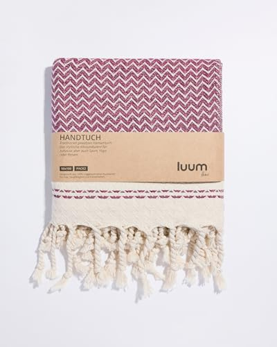 Luum® 2er Hamam Handtücher Set für Küche & Bad, schnelltrocknend & fusselfrei, Sporthandtuch, Turkish Hand Towel, Haarturban, kein Mikrofaser, 100% Baumwolle, Pink, 50x100, Geschenkset