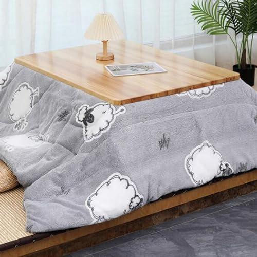 Kotatsu-Heizungs-Futon-Set Graues Lammmuster Im Japanischen Stil Massivholz Japanischer Zimmer-Tatami-Herdtisch Fenster-Tatami-Couchtische (Color : Grey, S : 105 * 75 * 40cm)