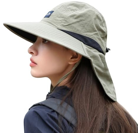 Chapeaux de Soleil pour Femmes Pliables, Chapeau de Soleil à Large Bord UPF 50+ pour Femmes, Chapeaux d'été pour la randonnée, la pêche, Les Voyages et la Plage avec Rabat de Cou