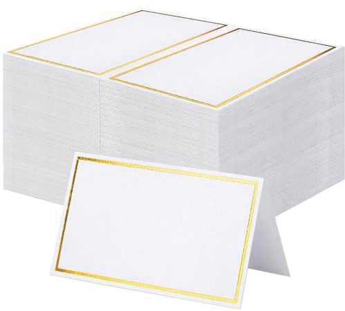 120Pcs Premium Place Cards, Small Table Cards with Gold Foil Border, 2 x 3.5 Tent Card, Escort Cards, Name Card, Wedding Place Cards for Wedding, Table, Dinner Parties, Seating Card