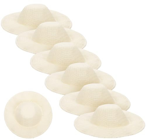 NUOBESTY Miniatur-Puppenhüte Mini-Strohhüte Puppenhüte Winzige Gewebte Hüte Miniatur-Strohhüte Zum Basteln Puppenzubehör Stoff Baby-Strickmütze 10 Stück
