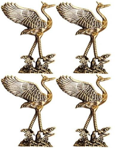 4 Stück Messing-Kranich-Statue, Fengshui-Ornament, Tierfigur, Kranich-Dekoration, Miniatur-Kranich-Figur Für Zuhause, Tisch, Schreibtisch, Büro-Dekoration