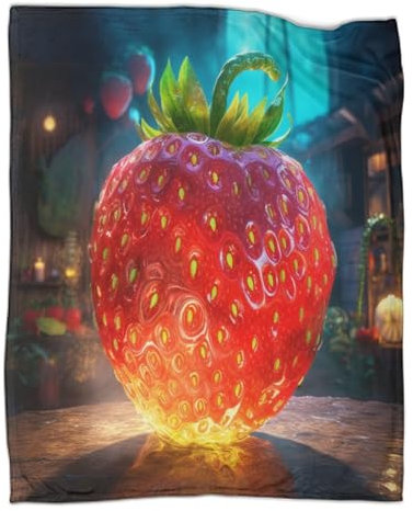 Fresa de colores 3D Impresas Manta Animados One Piece Mantas ParaCama Suave- Manta Pelo De Microfibra Transpirable Hipoalérgica Impreso Manta De Felpa Impresa Para Cama Sofá 60x80inch(150x200cm)