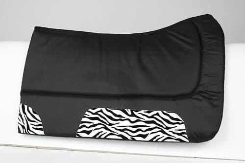 EQUIGEAR Sattelunterlage für Westernpferde, rutschfest, aus Wollfilz, Leinwand, Zebramuster, Schwarz, Kontur