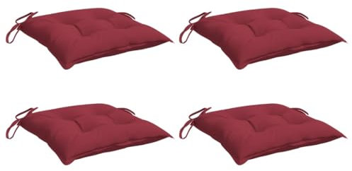 vidaXL Lot de 4 Coussins de Palette, Galette de Siège Imperméable, Coussin de Jardin, Décoration d'Extérieur Terrasse, Rouge Bordeaux 50x50x7 cm