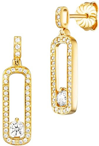 Julie Julsen Damen Ohrhänger 925/- Sterling Silber 2,2cm Glänzend Zirkonia gold 148230004