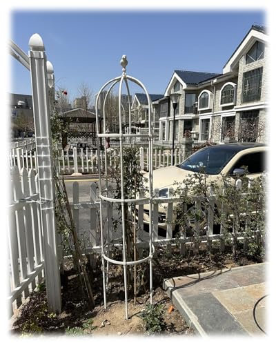 Gartendeko Obelisk 1.8m 2.3m 2.8m 3.3m Rankobelisk Aus Beschichtetes Metall Freistehend, Rankgitter Ranksäule Garten, Für Kletterpflanzen Blumen Rosen Wetterfeste Rankhilfe(Color:Weiß,Size:ID50cmxH280