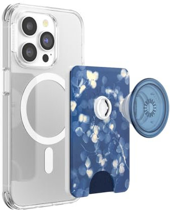 PopSockets Phone Wallet with Expanding Grip and Adapter Ring for MagSafe, Phone Card Holder, Wireless Charging Compatible, Wallet Compatible with MagSafe - Phantom Aspen