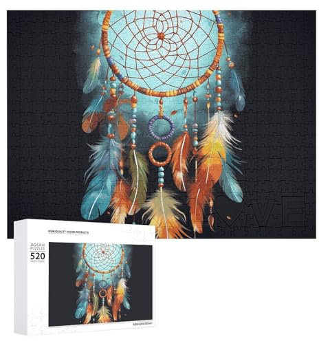 Federn Traumfänger-Puzzle Personalisiertes Holzpuzzle 520 Teile Benutzerdefinierte Puzzles Bilderpuzzles Hochzeitspuzzle für Erwachsene Geburtstage Muttertag