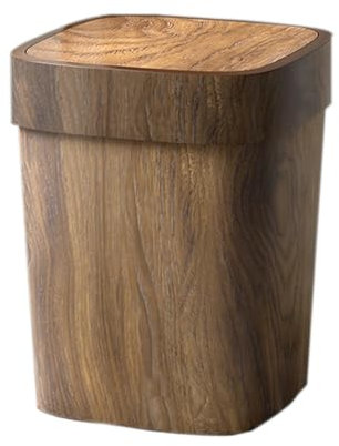 F Fityle Poubelle imitation bois, compacte, poubelle rectangulaire pour cuisine, salle de bain, maison, l