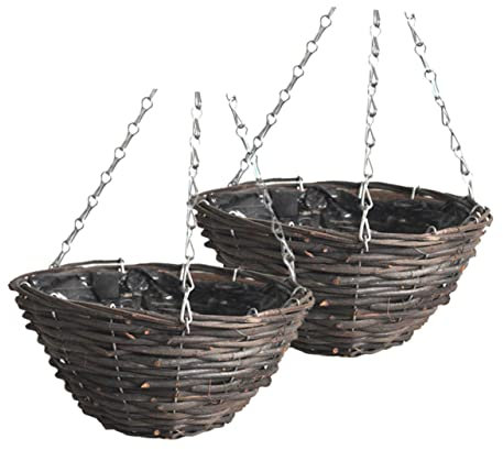 SEWOART 2pièces Rattan Jardinière pour Et Plantes Décoration De Balcon Et Intérieur Naturelle