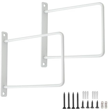 2 Stück Regalhalterungen,Eisen,Regalträger aus Metall,Schwebende Regalwinkel,Schwerlast Regalbretter Halterung Regalträger für DIY-Regale Wandlager,Mit Schrauben (15cm,Weiß)