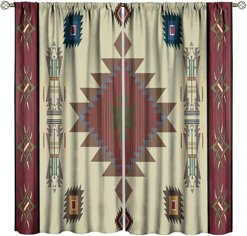 2 Stück Schlafzimmer Gardinen Lichtundurchlässig Retro-Stammes-Geometrische Streifen 140 (B) X 160 (H) cm Verdunkelungsvorhang Mit Ösen Für Schlafzimmer Raum Abdunkeln Fenster Vorhänge 9426352241211