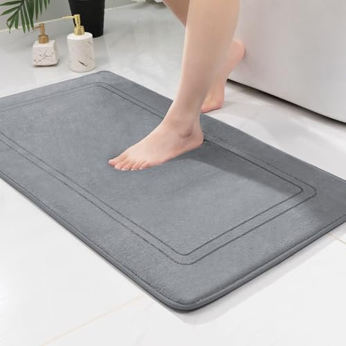 chakme Badematte rutschfest,Badezimmerteppich Weich Badteppich Saugfähige Badvorleger Duschvorleger Fussmatte für Badezimmer Grau 60x90cm