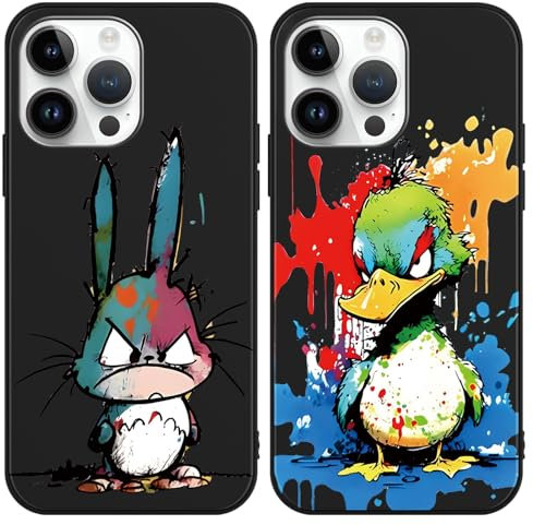2 Stück Handyhülle für iPhone 8 iPhone 7 iPhone SE 2022/2020 Hülle 4.7 Tier Muster, Kreative Anime Kaninchen & Ente Aesthetic Lustig Motiv mit TPU Stoßfest Schutzhülle, Soft Bumper Cartoon Case