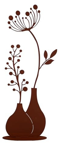 UNUS Deko-Blume mit Vase Metall in Rostoptik klappbare Dekoration für drinnen & draußen, stilvolle Ganzjahresdeko