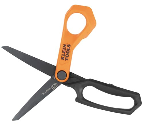Klein Tools T2110 Titanium-Coated Professional Scissors, Stainless Steel Shears for Cutting Sheet Metal, Leather, and Heavy-Duty Materials, 10-Inch