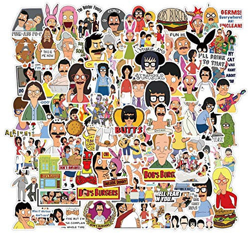 50 Stück/Packung Bobs Burgers Seasons Anime-Aufkleber, wasserfest, Vinyl, süße Aufkleber, Graffiti-Aufkleber für Skateboard, Auto, Laptop, Wasserflaschen, Wände, Gepäck, Bücher
