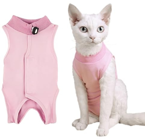 KAIYAYA 2-4kg Gilet de RéCupéRation de Chat, Body Chat Post Operatoire Femelle, Cat Professionnel Restauration Convient Body pour Abdominaux Collerette des Plaies ou Maladies (Rose)