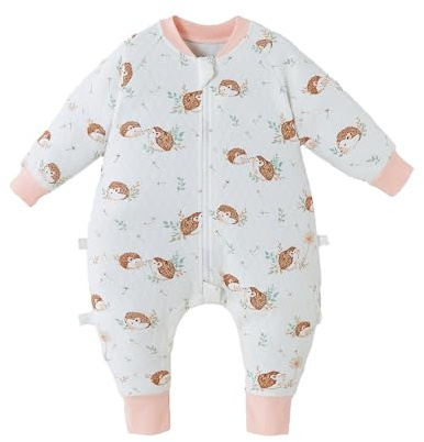 Baby-Schlafsack, 1,5 Tog, mit Füßen, 100% Baumwolle, Neugeborenen-Schlafsack mit Beinen, Unisex, tragbare Decke, Pucksack für Neugeborene, 0–3 Jahre