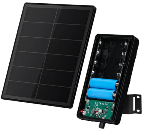 Solarpanel 5W mit Integrierten und Austauschbaren Lithium Akku 6V 6000 mAh, Laderegler und Spannungsregler, 2m Anschlusskabel, Halterung für Wand- und Bodenbefestigung