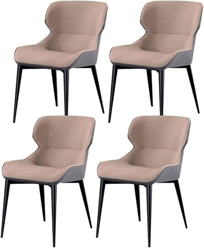 UCKYSU AMENAS Küche und Esszimmer Stühle 4er Set wasserdichte Küchen Esszimmerstühle Leder Rahmen Kohlenstoffstahl Lounge Thekenstühle Wohnzimmer(Skin Tone)