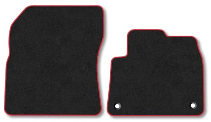 Citroen Berlingo (2018+) Carpet Car Mats | Red Edge Trim Tailored Fit Floor Mats Full Coverage Protection Accessories Easy Clean Anti Slip Made in the UK