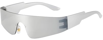 RmKbe Futuristic Silver Sunglasses Cycling Sun Glasses Frameless Space Glasses Sports Sunglasses Halloween Cosplay Fancy Dress for Men Women