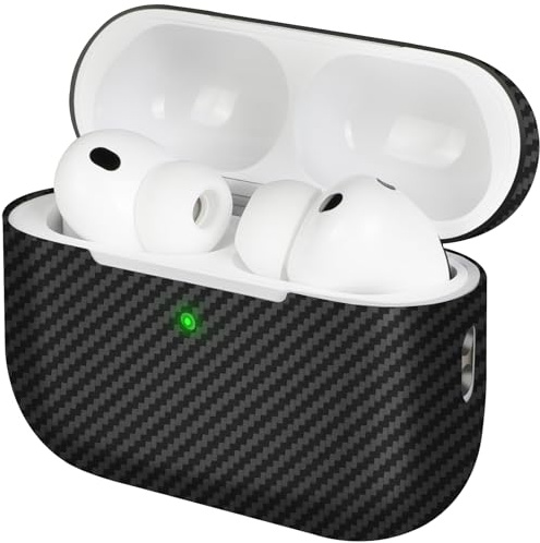 memumi Carbon Hülle für AirPods Pro 3, 0.5 mm Superdünne, Hülle aus echter Carbon für AirPods Pro 3 2025 - Schwarz