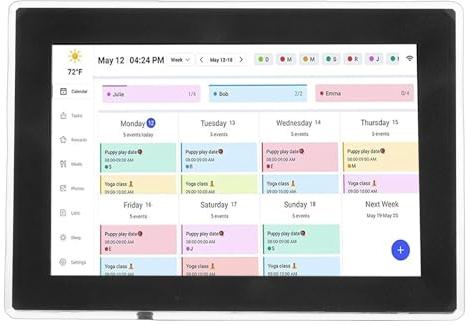 Gugxiom 10,1-Zoll-Digitalkalender, Interaktives Smart-Touchscreen-Display, Aufgabentabelle, Elektronischer Organizer für Monats-, Wochen- und Tagespläne, Familienpläne, Bilderrahmen (EU)
