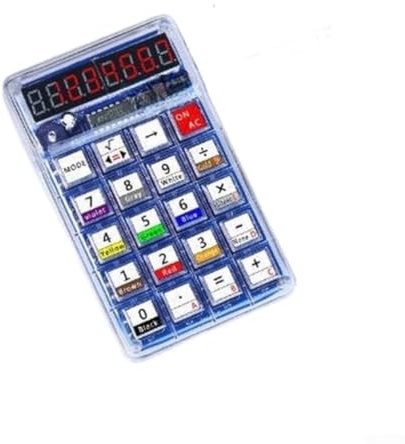 DIY Taschenrechner-Set mit 51 Mikrocontroller, 7-stelliges LED-Display für Lötübungen und Schaltungsmontage, angetrieben durch 2 AAA-Batterien (3 V), pädagogische Elektronik (rot)