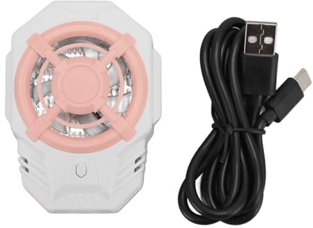 NMUAIO Semiconductor Phone Cooler, Cell Phone Cooling Fan with 2 Speed Settings, Quiet Radiator for Gaming and Video Watching, Compatible with Most Smartphones (Pink and White)