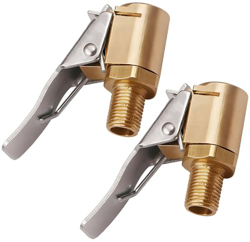 Femihua 2 Pcs Tyre Inflator Adaptor, 8mm Brass Tyre Valve Air Pump Clip
