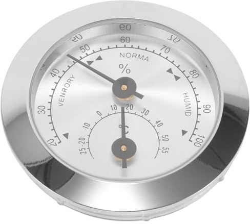 PACKOVE Violin Hygrometer Gauge for Musical Instruments and Guitar Case, Silver Zinc Alloy and Abs Material with Easy Installation and Temperature Monitoring, for Musicians to Maintain