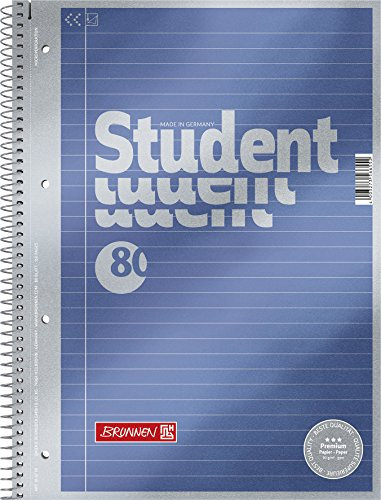 BRUNNEN Collegeblock Premium Student | A4, Lineatur 21, 80 Blatt, blau
