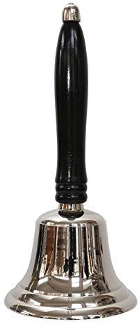 aubaho Tischglocke 22cm Handglocke Glocke Schulglocke Antik-Stil Messing Holz (c)