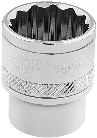 Draper HI-TORQ 12 Point Socket, 3/8 Sq. Dr., 18mm 32786