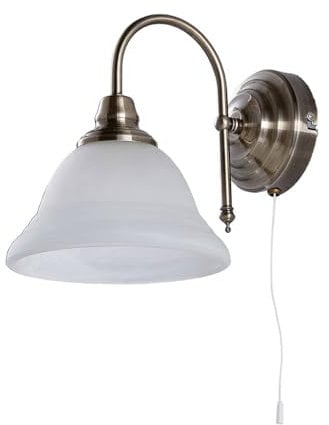 Lindby Wandleuchte, Wandlampe Innen Hanna (Retro Vintage Antik) in Weiß aus Glas (1 flammig E14) - Wandstrahler Wandbeleuchtung Schlafzimmer/Wohnzimmer Wohnzimmerleuchte