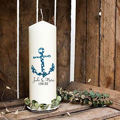 Hochzeitskerze Kerze zur Hochzeit Trauung Traukerze mit Anker Wunschnamen & Datum wk8 ilka parey wandtattoo-welt®
