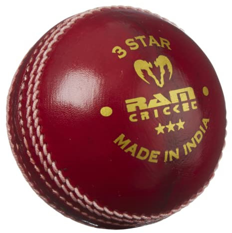 Ram Cricket 3 star Match Ball – Box of 6 – 4 piece leather Construction – Hand Stitched Traditional Seam – For match or training – Lacquered finish for Durability – Available in 5.5oz, 5oz & 4.75oz