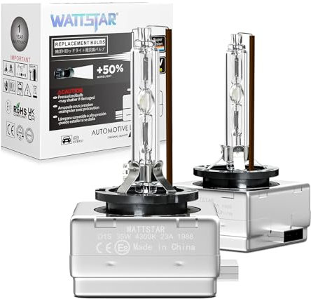 Wattstar Ampoules Lampe de phare au xénon HID D1S de voiture, 35W 4300K 12V Xenarc Décharge Gazeuse Lampe Voiture Luminosité Brillante(lot de 2)