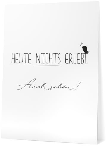 Papierschmiede® Bilder Home XXL Kunstdruck 40x60 cm Spruch Poster Zuhause Schrift Bild Wanddeko in schwarz weiß, Sprüche für Wohnzimmer Büro Küche, Heute nichts erlebt - auch schön