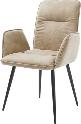 DELIFE Polsterstuhl Vinja-Flex 4-Fuß konisch Schwarz Mikrofaser Beige Vintage